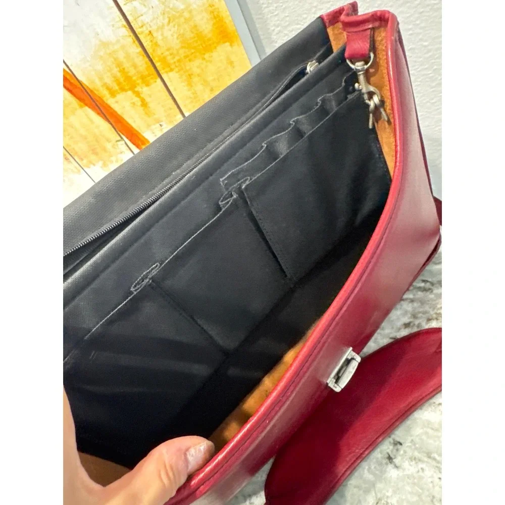 VTG Burgundy Leather Briefcase Jack Georges Originals with removable‎ strap